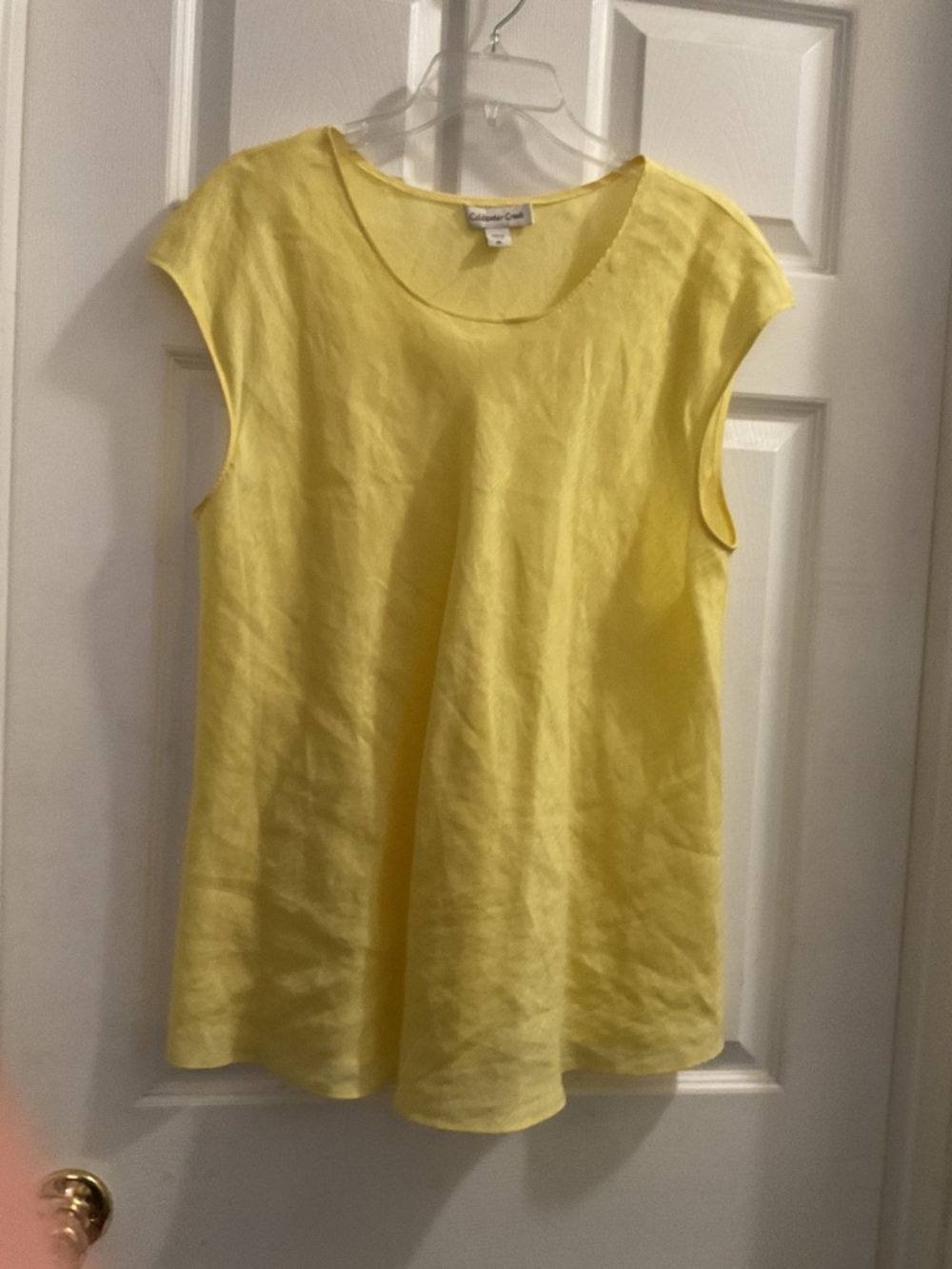 Coldwater Creek Yellow Linen-Blend Cap Sleeve Tunic